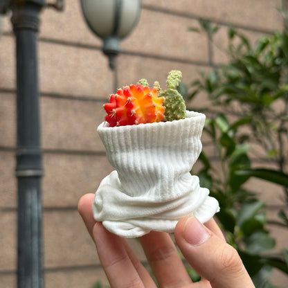 Creative Sock - Style Ceramic Container: Ideal for Candles or Small Plants